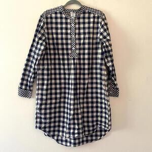 DRAPER JAMES lands end girls blue and white checkered long sleeve dress